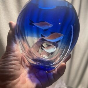 Blue Glass Fish Bowl vase